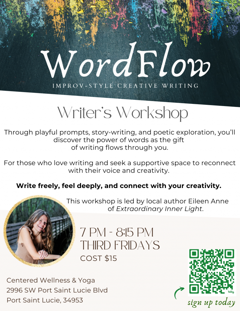 Creative Writing Workshop in South Florida by Eileen Anne with Healing poetry