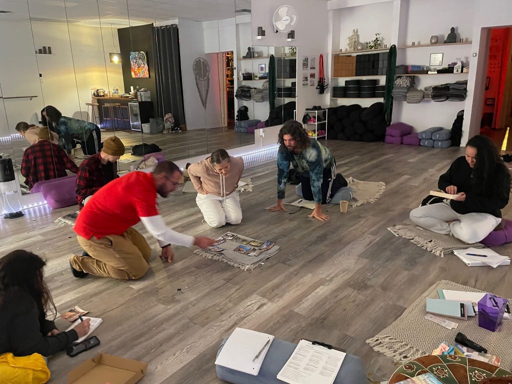 Community gathering centered on journaling and creativity